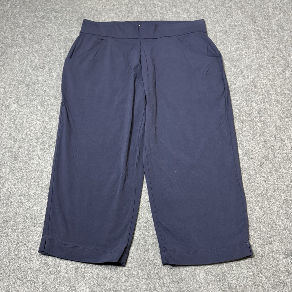 Columbia Capri Split Hem Stretchy Waist Pants Size M Blue Outdoor Camping Hiking